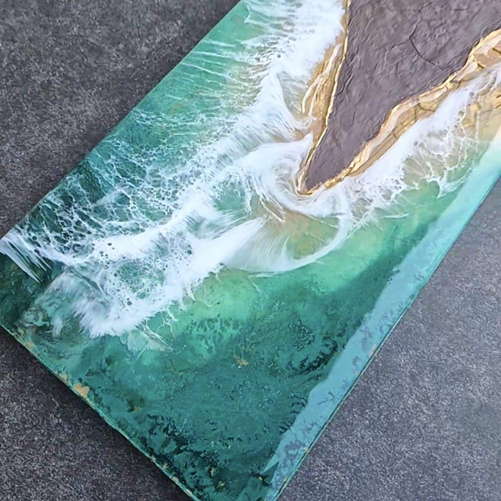"Wild Treasure" I Original Kunstwerk I Epoxidharz auf Holz I 18 x 33 cm