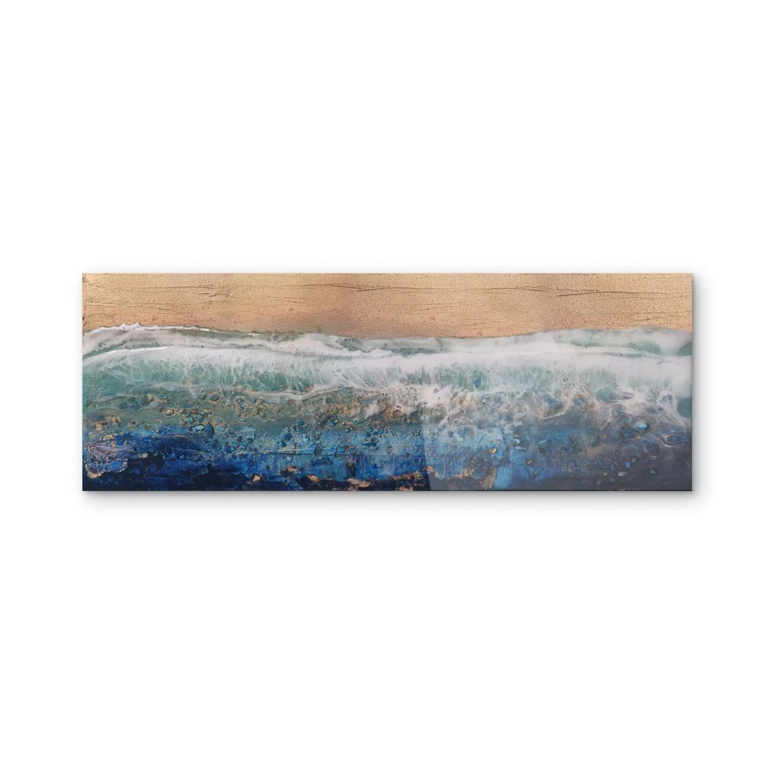 "Flowing Bits" I Original Kunstwerk I Epoxidharz auf Holz I 52 x23 cm