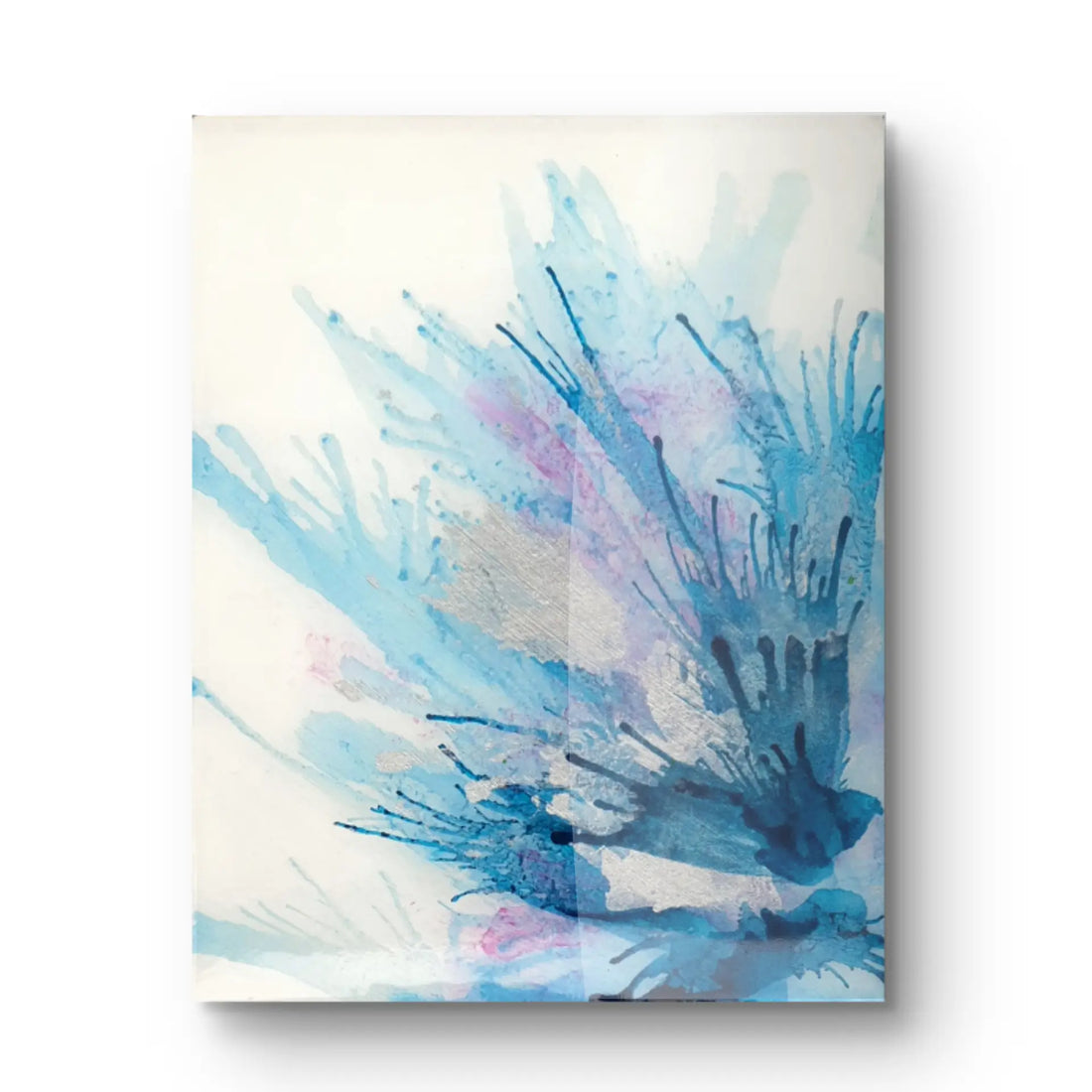 "Ice Flower" I Original Kunstwerk I Tinte &amp; Epoxy auf Holz I 15 x 20 cm