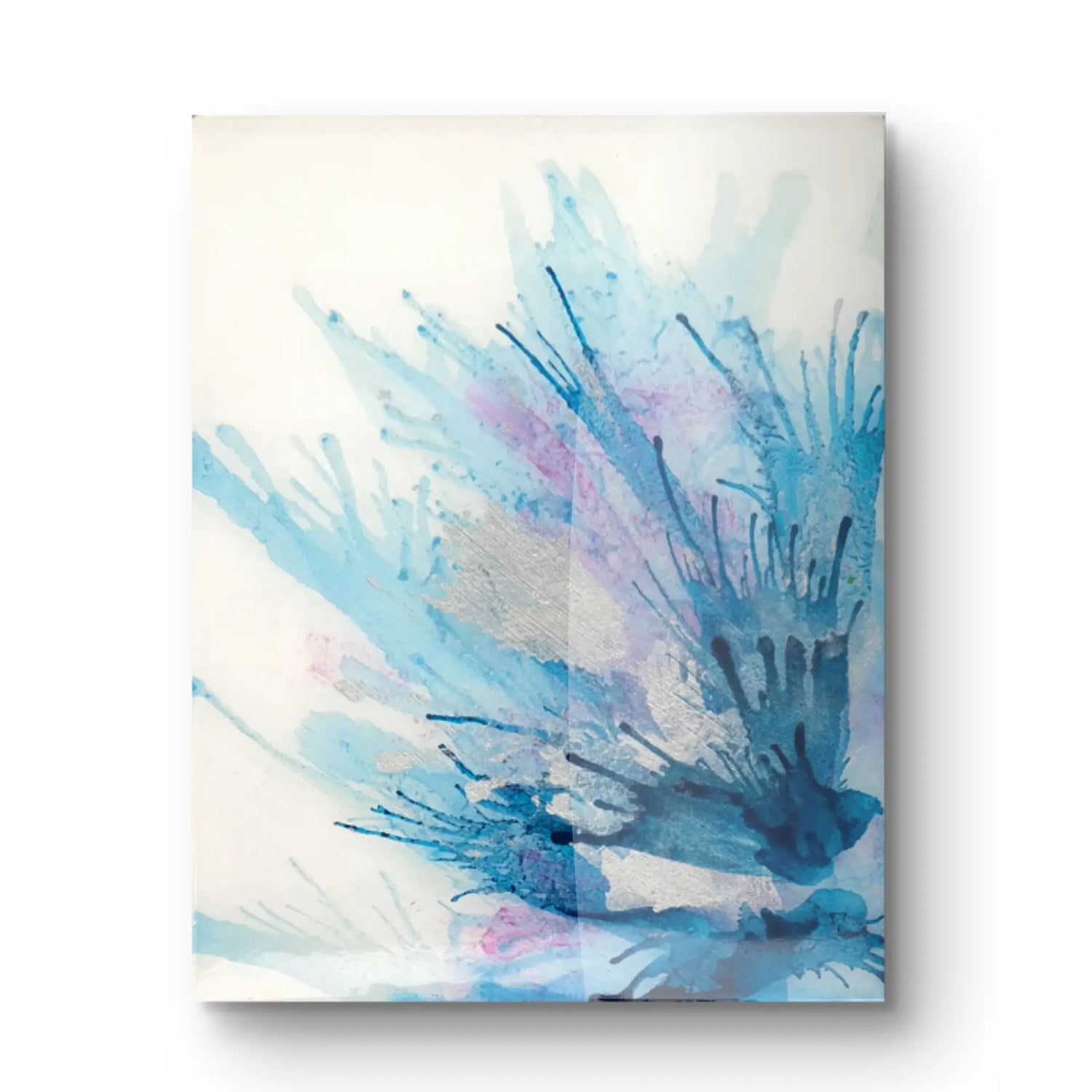 "Ice Flower" I Original Kunstwerk I Tinte &amp; Epoxy auf Holz I 15 x 20 cm